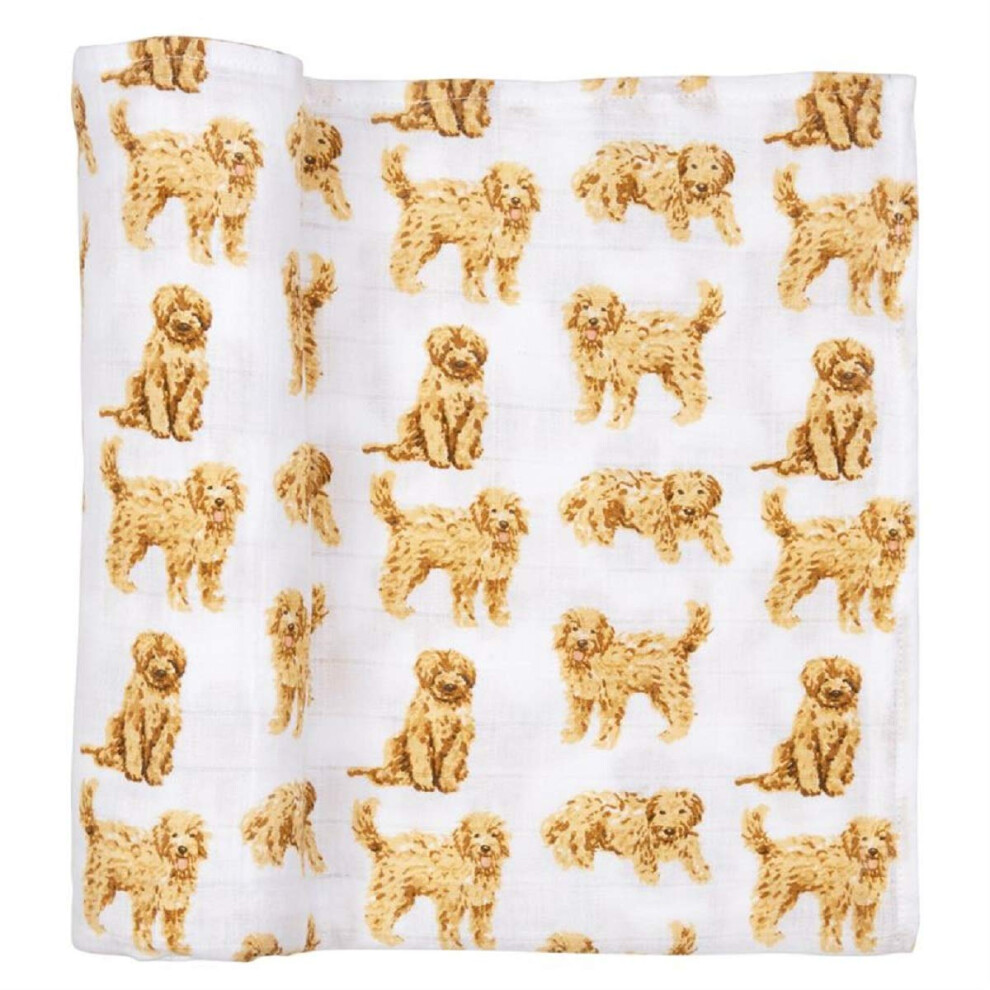 Doodle Print Baby Swaddle Blanket, 47" X 47", Golden Mud Pie
