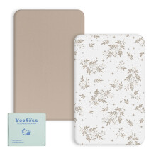 Yoofoss Cot Bed Sheets 65 x 95 cm Fitted Super Soft and Breathable Cot Bed Sheets Cozy Baby Cot Sheets 2 Pack Brown and Leafy