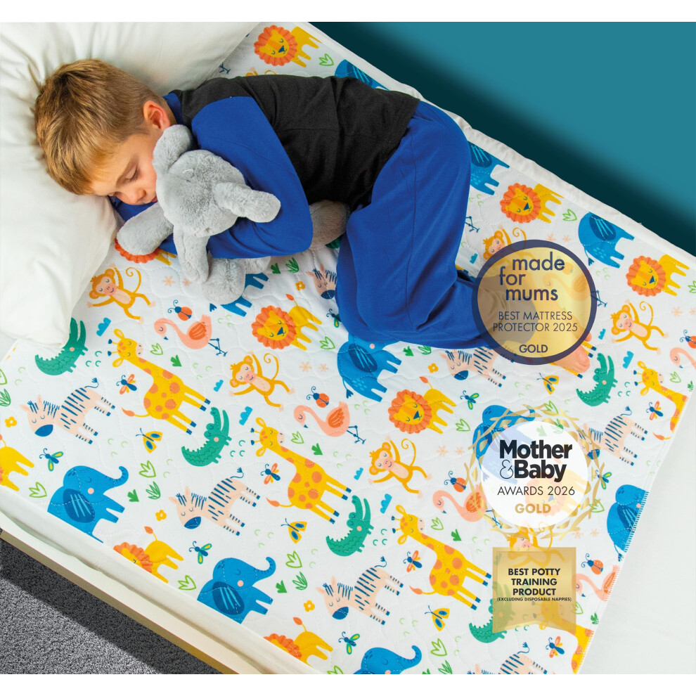 Potty Training Bed Pad ? Waterproof Mattress Protector For Toddler & Single Beds, Washable 5-Layer Bed Wetting Sheet With Non-Slip Wing Tucks Bedwetz