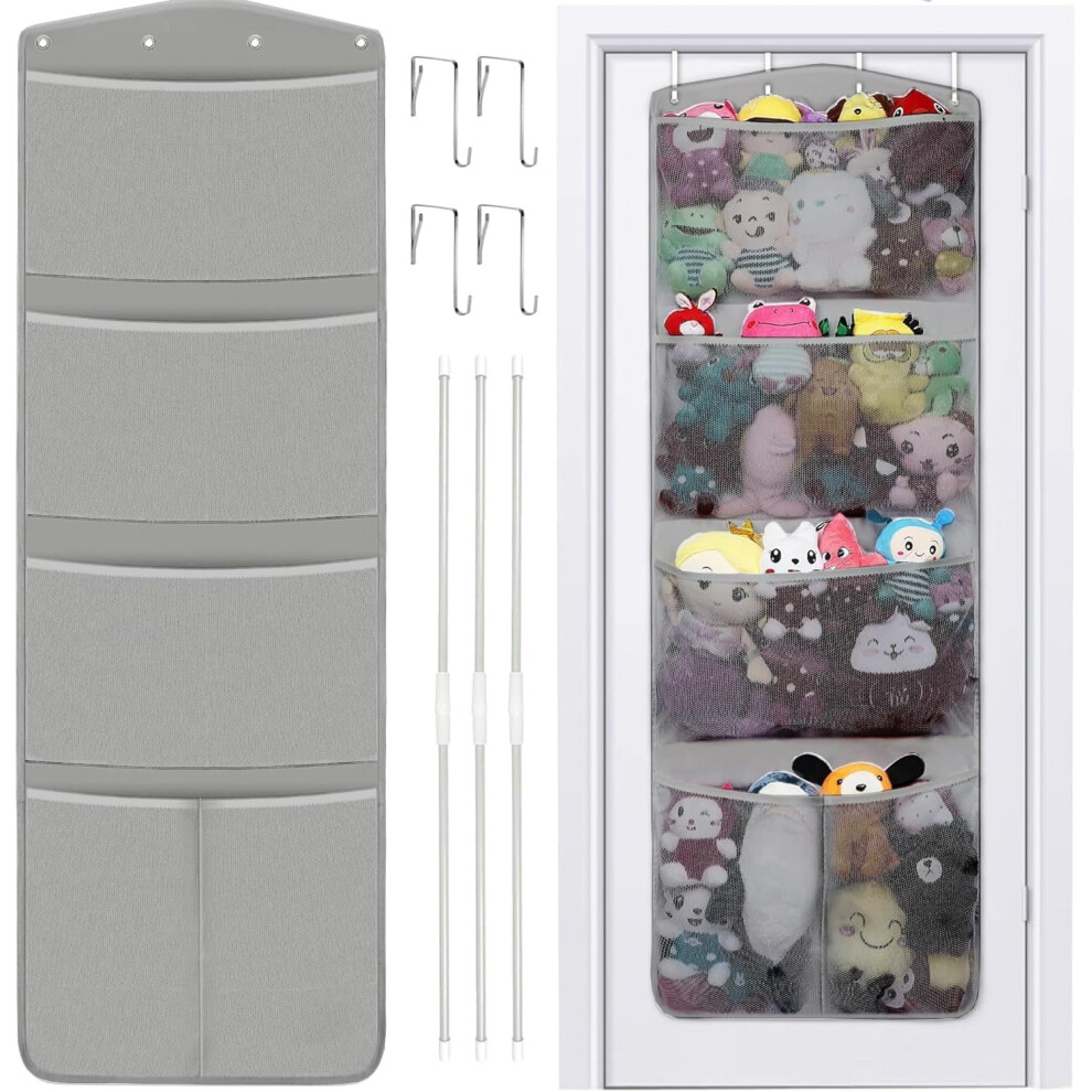 Stuffed Animal Storage, With 3 Large Pockets And 2 Medium Pockets, Over The Door Organizer Storage For Closet, Baby, Plush Toy, Hanging Door Organizer Rzmayis