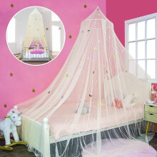 Mosquito Net for Bed, Large Dome Canopy Mosquito Net for Single/Double Bed With Luminous Butterfly, Girls Room Drcor,Easy Installation for Travel and