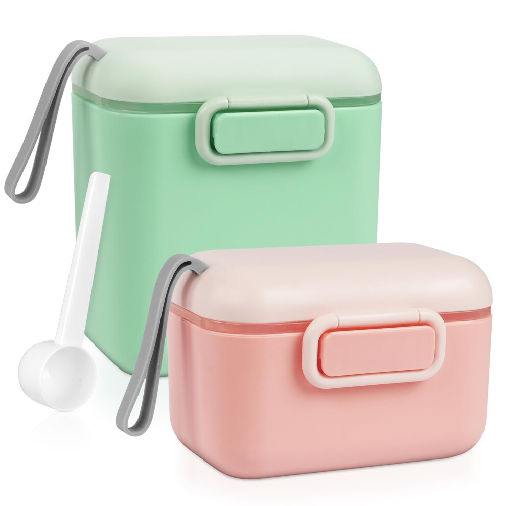 Baby Milk Powder Dispenser, 2Pcs Pot Formula Dispenser, 800Ml+400Ml Milk Powder Dispenser Pot With Sealed Silicone Ring Cover And Spoon, Baby Aolso