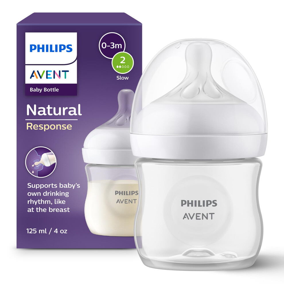 Philips Natural Response Baby Bottle - 125Ml Baby Milk Bottle For Newborns And Up, Bpa Free, 0+ Months (Model Scy900/01) Avent