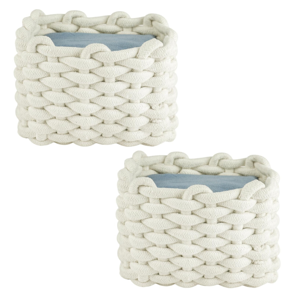 2Pcs Woven Storage Baskets,Cotton Rope Basket, Storage Baskets,Multipurpose Organiser Box For Cupboard Drawer Closet Shelf Dresser Nursery White Aolso