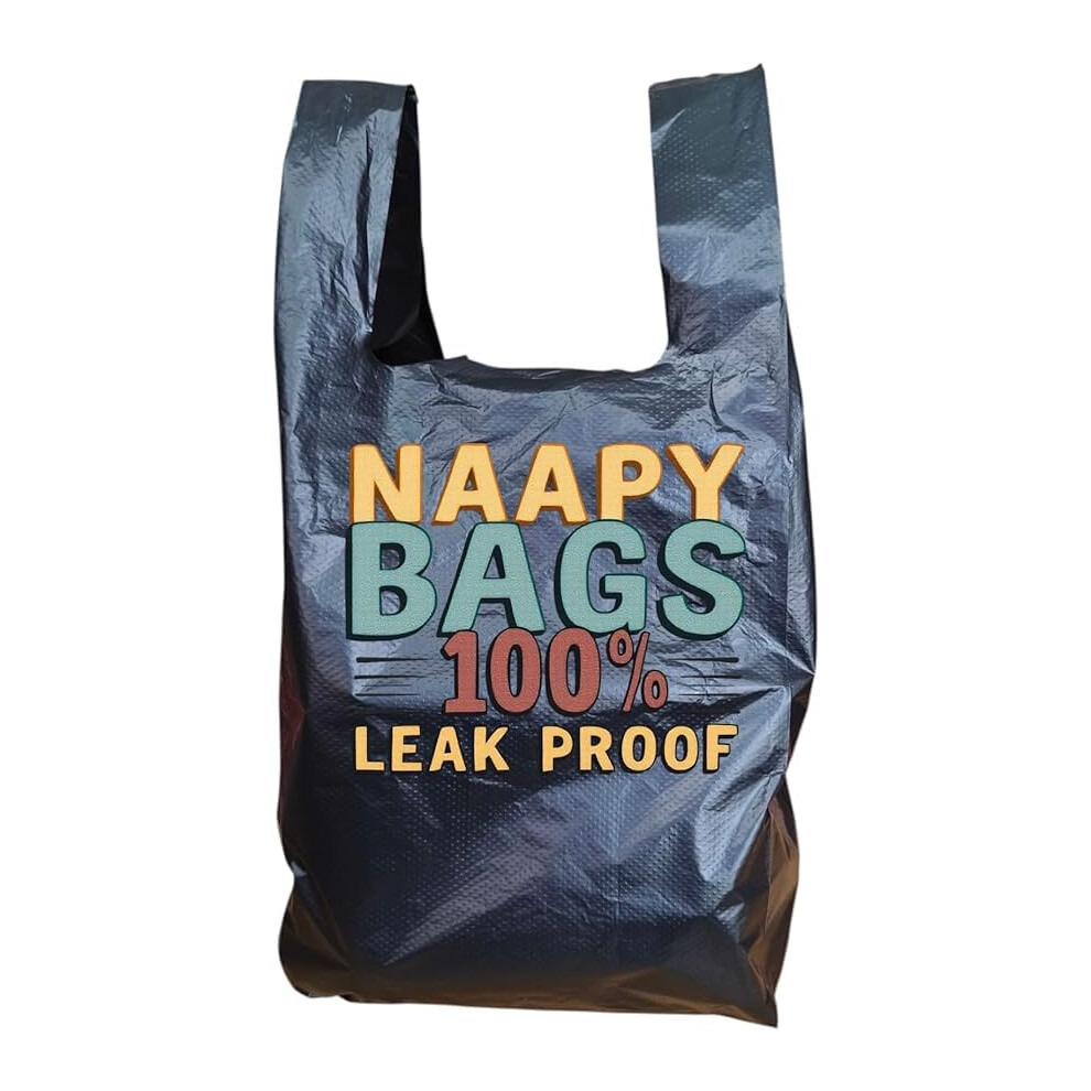 Adult Nappy Bags 20% Thicker Sacks, Easy Tie Handles, Odour Free, Discreet Plastic, Strong Sanitary Disposal Bag (100) Black Jokolo