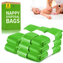 8 Pack Nappy Disposal Bags ? 4.5m Continuous Liner Rolls ? Smellproof, Leak-Resistant Baby Waste Bags, Strong & Hygienic for Everyday Nappy Disposal,
