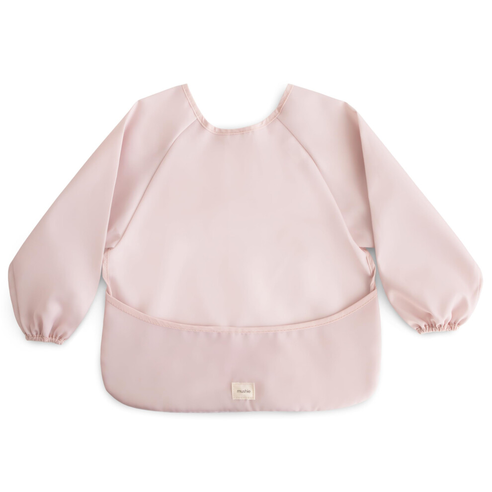 Weaning Bib Baby Long Sleeve | Toddler Bibs With Sleeves Waterproof | Adjustable Fit For 6-24 Months | Colour: Blush Mushie