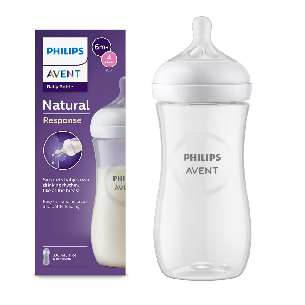 Philips Natural Response Baby Bottle - 330Ml Baby Milk Bottle, Bpa Free For Babies 1 Month+ (Model Scy906/01) Avent
