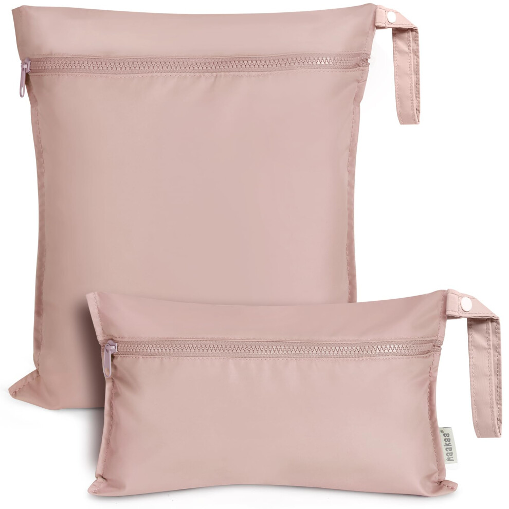 Waterproof Wet Bags For Baby Wet Dry Bags For Cloth Diaper, Swimsuit & Travel, 2Pcs, Blush Haakaa