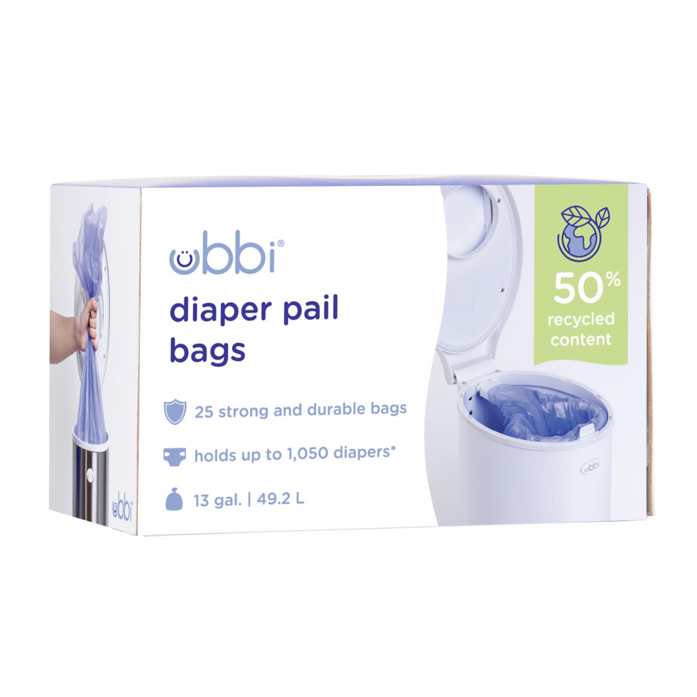 Nappy Bin Liners, Diaper Pail Refill Bags, Large Bin Bags, Disposable Waste Bags, Single Pack - 25 Count Ubbi