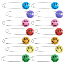 Ruidee 30 Pcs Smile Face Diaper Pins: Plastic Head Safety Pins for DIY, Fabric Diapers & Garment Repair (XLBZ-Color)