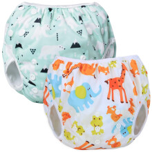 Teamoy Reusable Swim Nappy(2 Packs) for Baby Boys& Girls, Comfortable, Washable and Adjustable, Ideal for Swimming Lessons/Holiday, Polar Bear +
