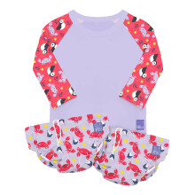 Bambino Mio, Reusable Swim Set Nice 2, 0-6 Months - 2 Swim Nappies and Rash Vest Top, Baby and Toddler, Sun Protection UPF40+