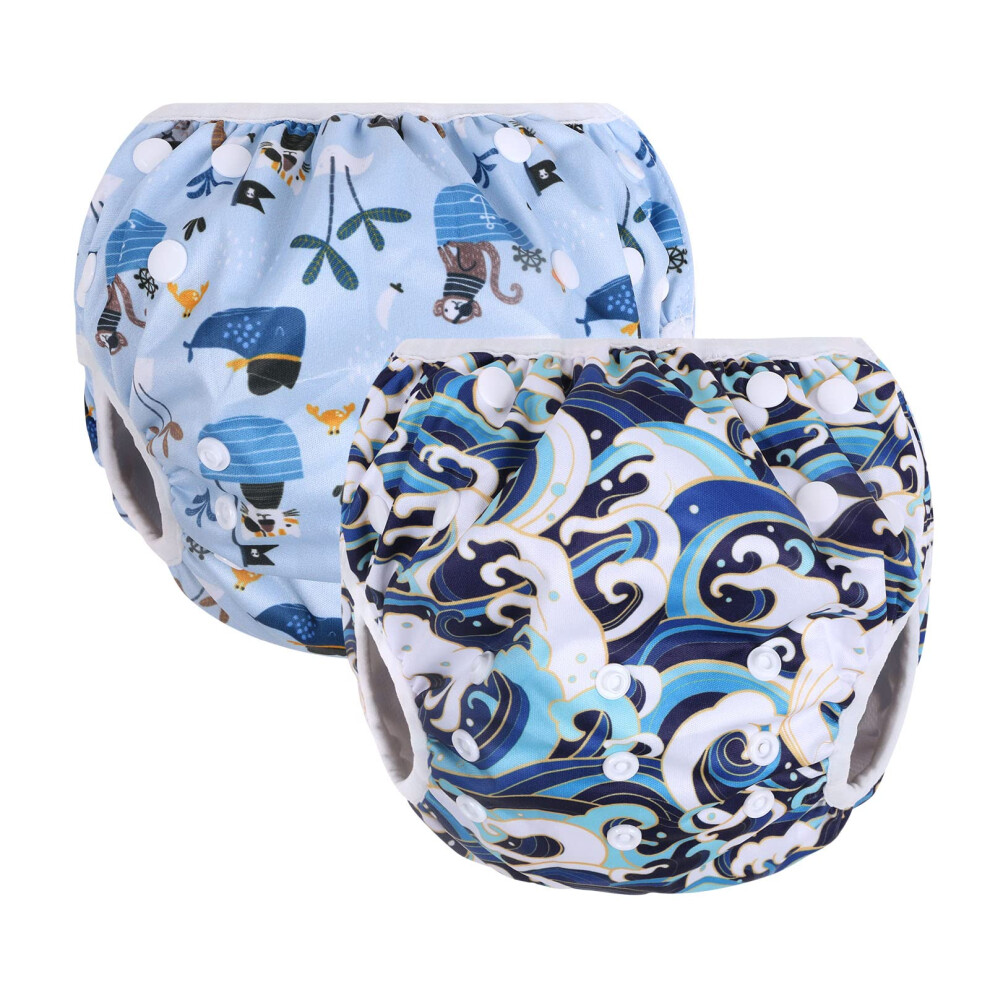 Swimming Nappy Reusable, 2 Packs Baby Swim Nappy Comfortable Swim Nappies, Adjustable Size Washable Nappy For Swimming Lessons/Holiday Vicloon