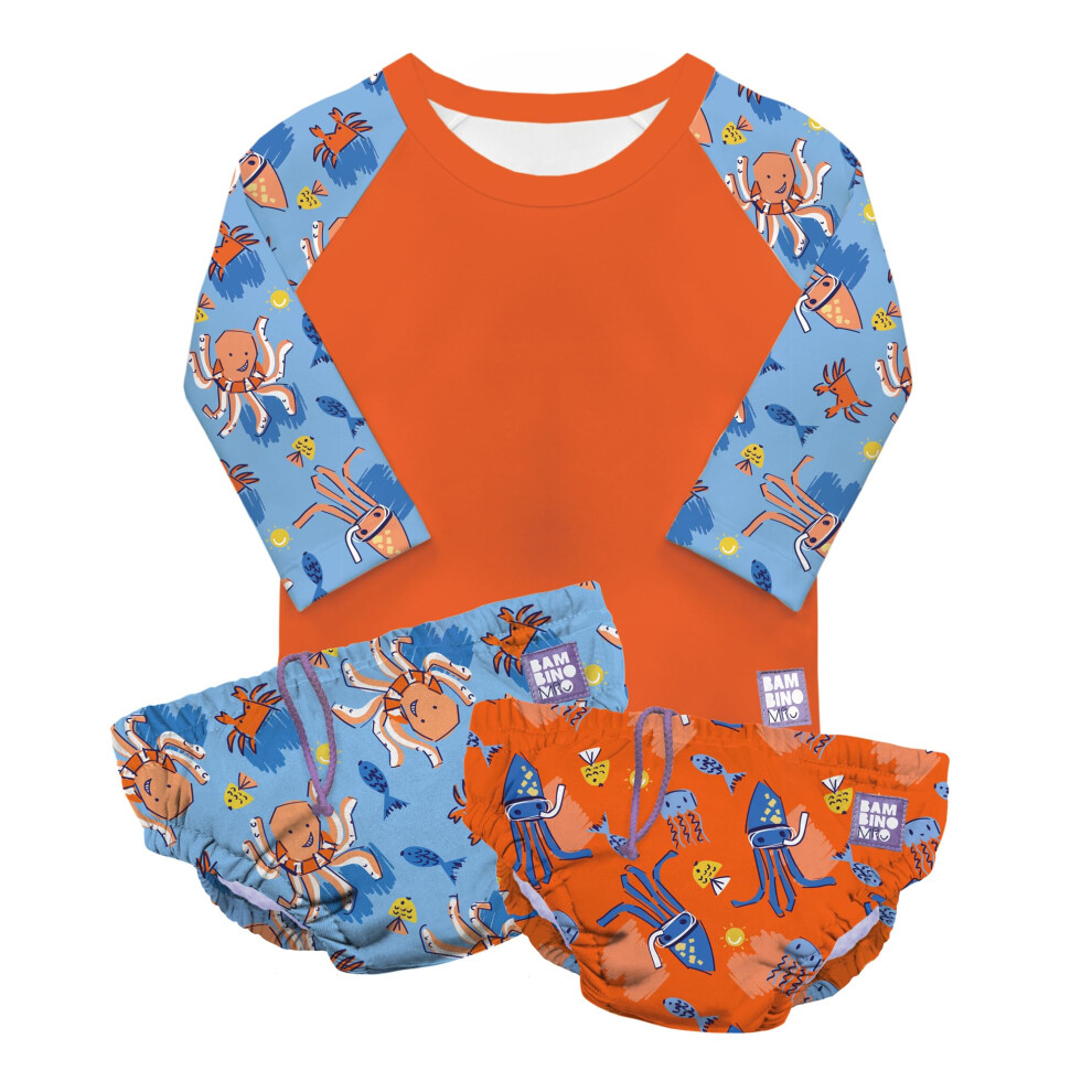, Revolutionary Reusable Swim Set - 2 Swim Nappies And Rash Top, Baby And Toddler, Sun Protection Upf40+ Bambino Mio