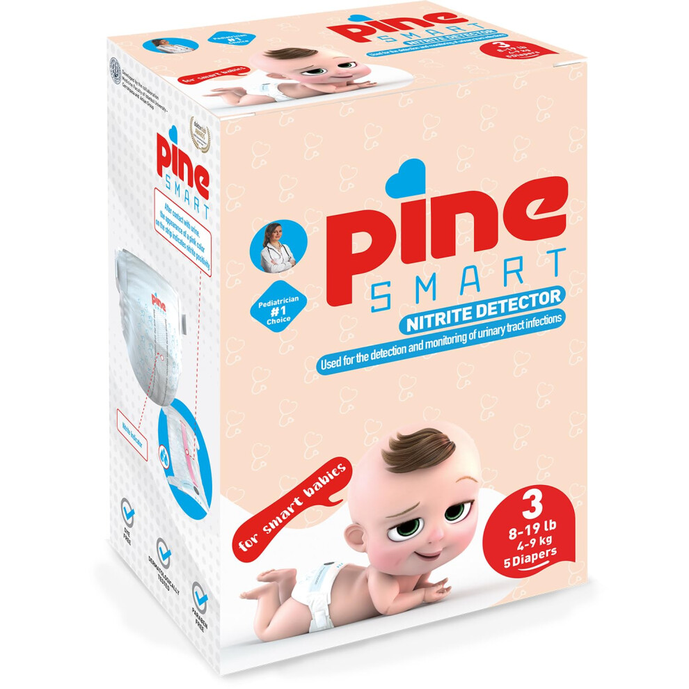 Pine Smart Intelligent Nappies With Uti Indicator, Test Nappy For Early Detection Of Urinary Tract Infections In Babies, Hypoallergenic Disposable