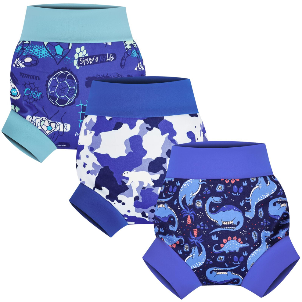 Reusable Swim Nappies, Baby Swimming Nappies For Boys And Girls, 3 Packs Reusable Swim Nappy 2-3 Years, Navy Blue Flyish Direct