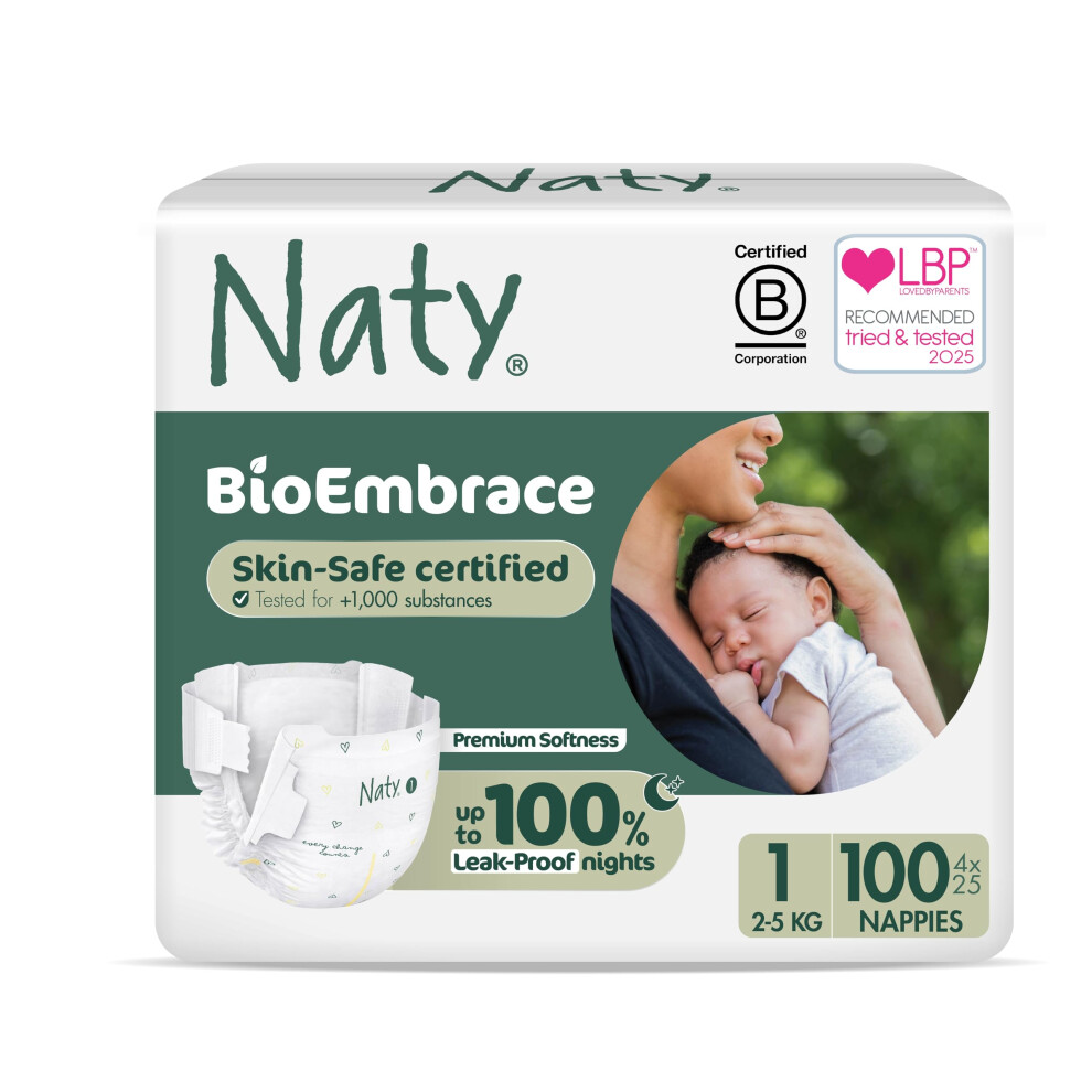 Bioembrace Baby Newborn Nappies | Sensitive Skin Safe Certified | Leak Protection Up To 100% | Plant-Based Teddy Softness, Premium Comfort | Naty