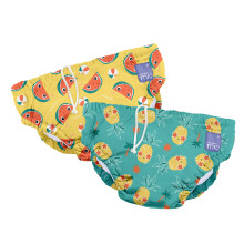 Bambino Mio, Revolutionary Reusable Swim Nappy Pants for Babies and Toddlers, Boys and Girls, Yellow Melon & Teal Pineapple, Pack of 2, 1-2 Years