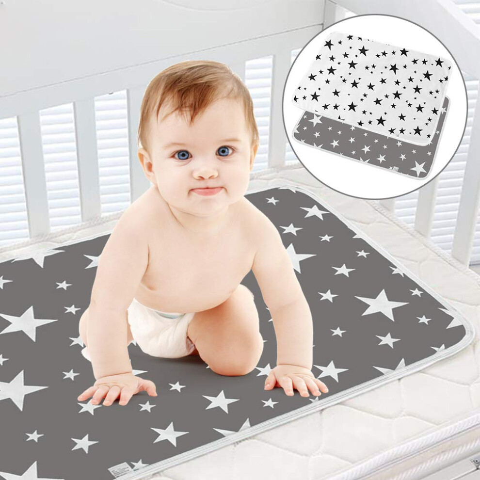 2 Pack Baby Waterproof Changing Mat,19.6'' X 27.5'' Portable Nappy Change Mat Unisex Infant Diapering Sheet Protector Cotton Absorbent Sheet Saconell
