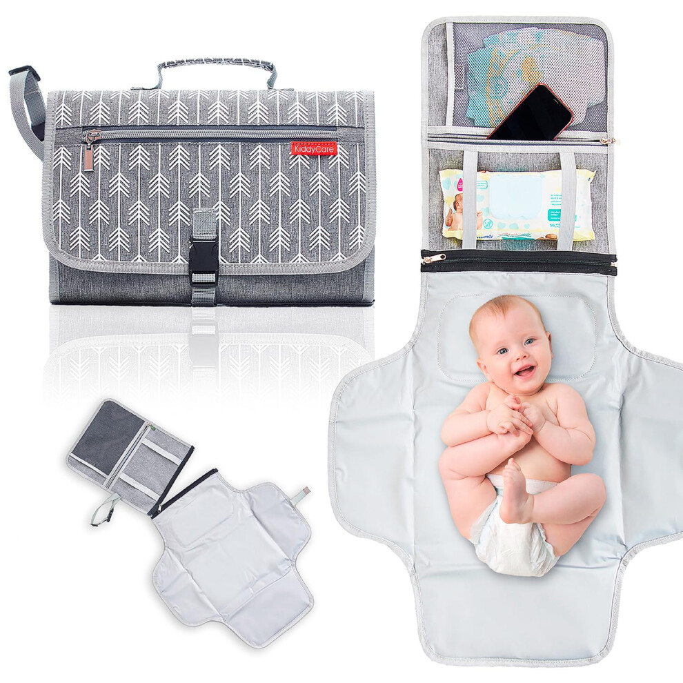 Portable Changing Mat For Baby Travel | Nappy Changing Pad For Newborn Baby Girl & Boy | Waterproof Foldable Changing Mat With Smart Wipes Kiddycare