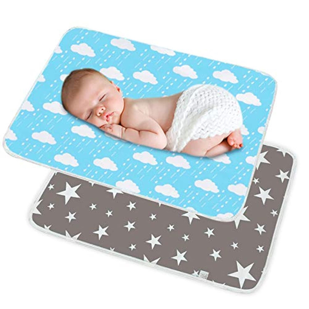 2 Pack Baby Waterproof Changing Mat,19.6'' X 27.5'' Portable Nappy Change Mat Unisex Infant Diapering Sheet Protector Cotton Absorbent Sheet Saconell