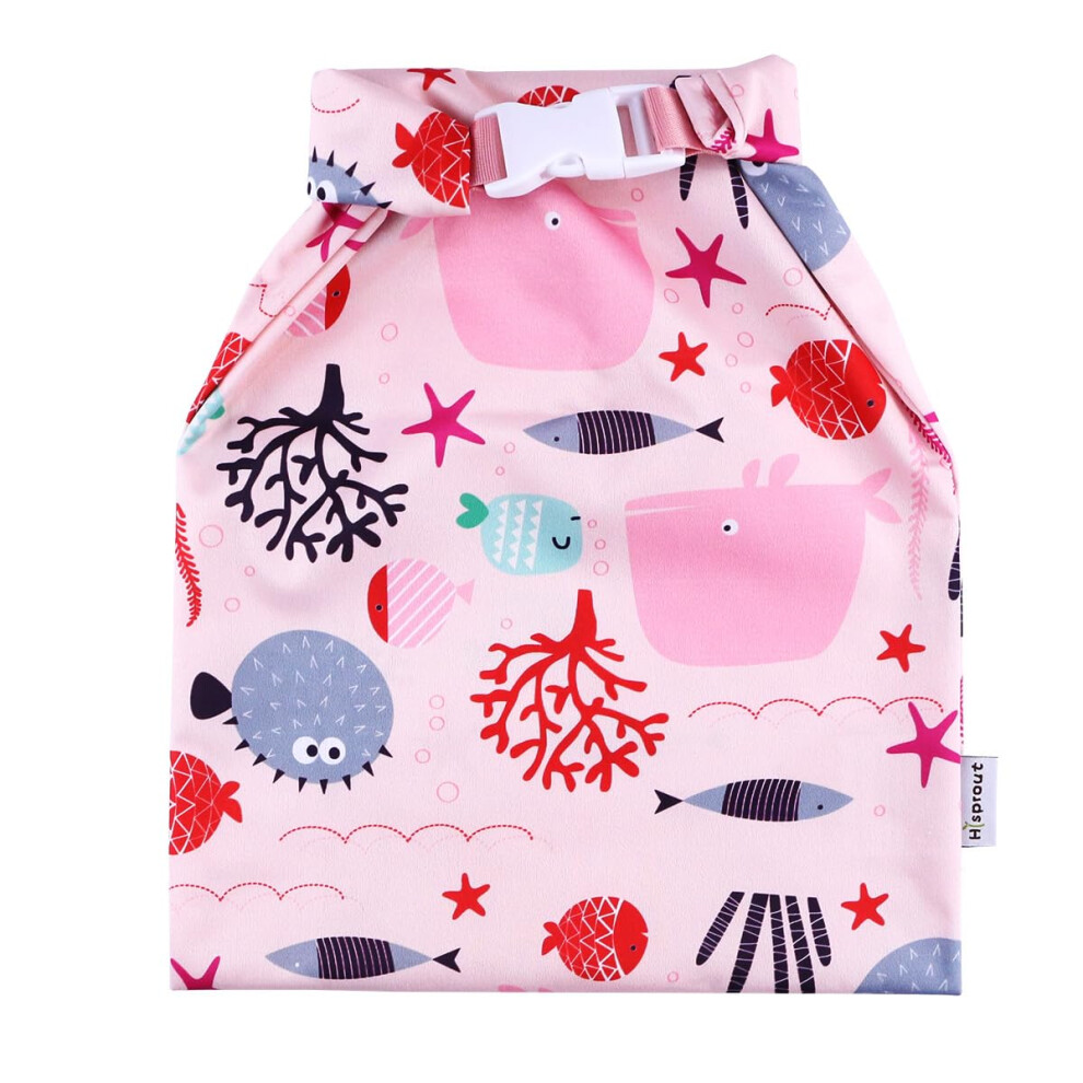 Grab And Go Waterproof Washable Reusable Diaper Wet Dry Bag ( Fish) Pink Hisprout