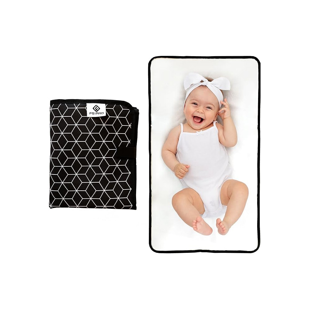 Baby Portable Nappy Changing Mat ? Foldable Travel Wipe Clean Large Waterproof Change Mat Padded (Black) Black Fs Pro