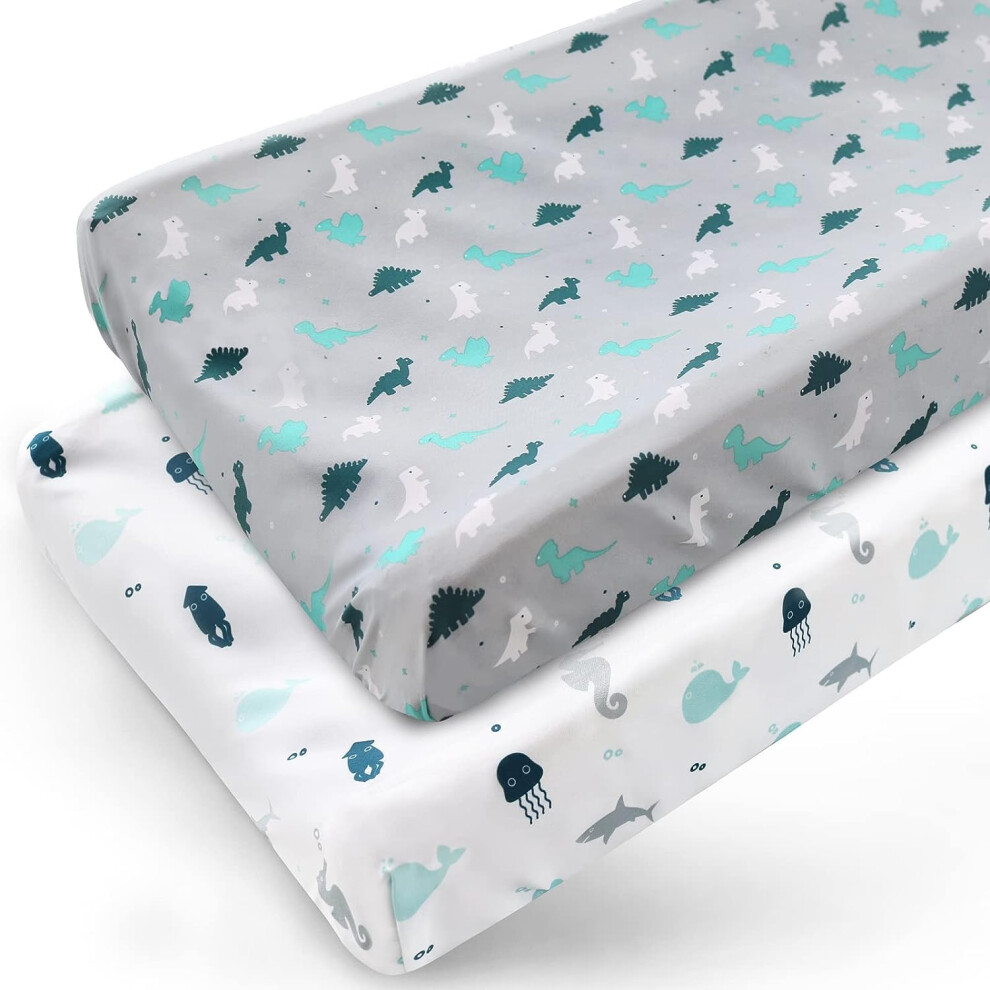 Changing Pad Covers For Boys & Girls 2 Pack, Comfy & Breathable Changing Table Cover 40X81cm, Changing Table Pads, Diaper Changing Pad Cover, Springspirit