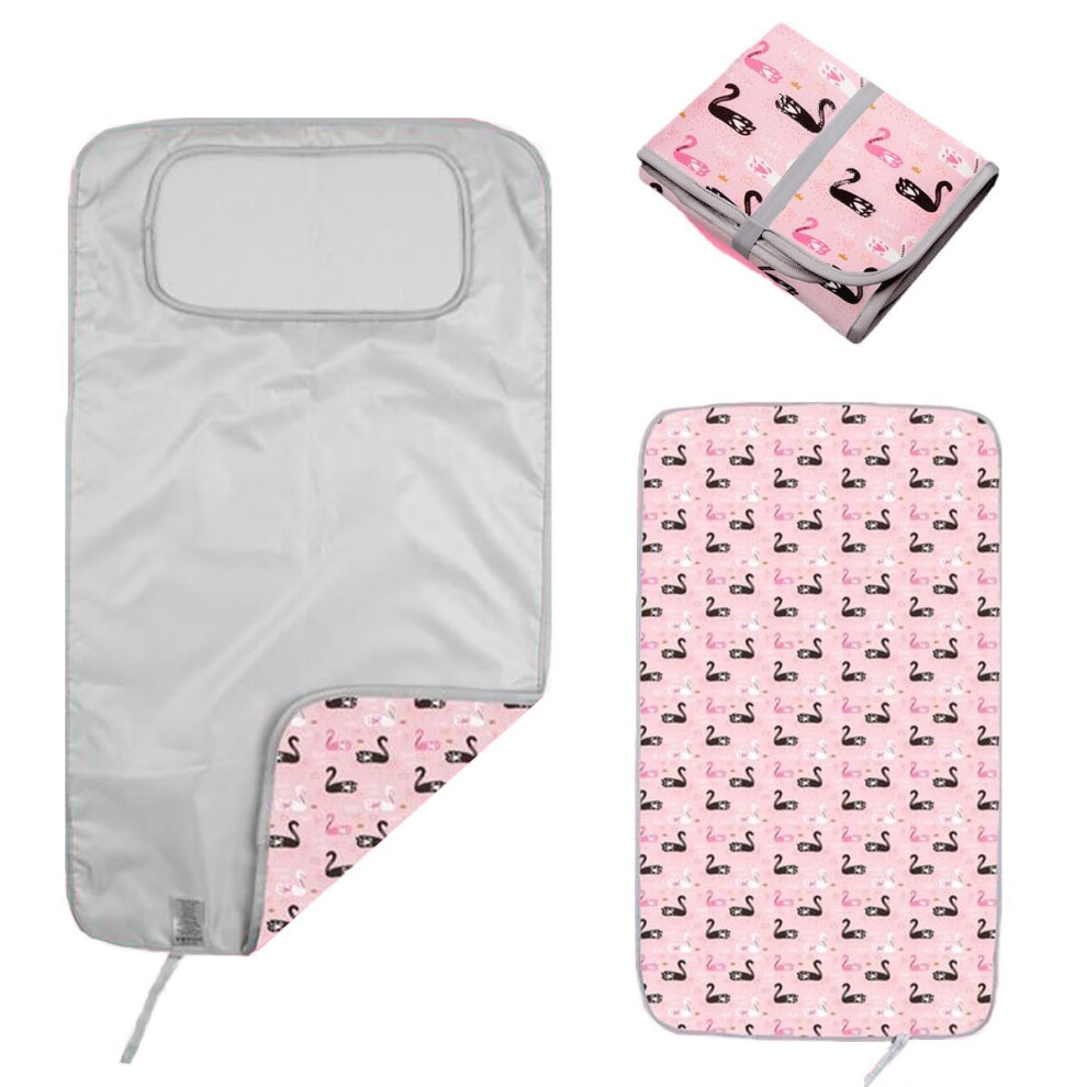 Premium Foldable Changing Mat Waterproof 40 X 70Cm Reusable Baby Changing Mat Travel, Toddler Diaper Changing Mats, Machine Washable (Swan) Hamur Home