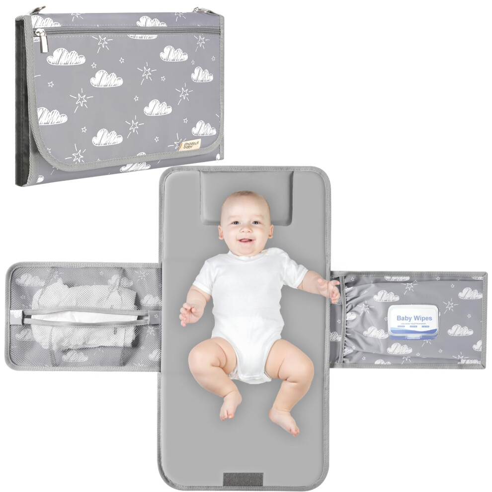 Portable Baby Changing Mat - Travel Waterproof Nappy Changing Mat With Shoulder Strap - Foldable Diaper Changing Matt With Wipes Pocket, Newborn Phoebus Baby