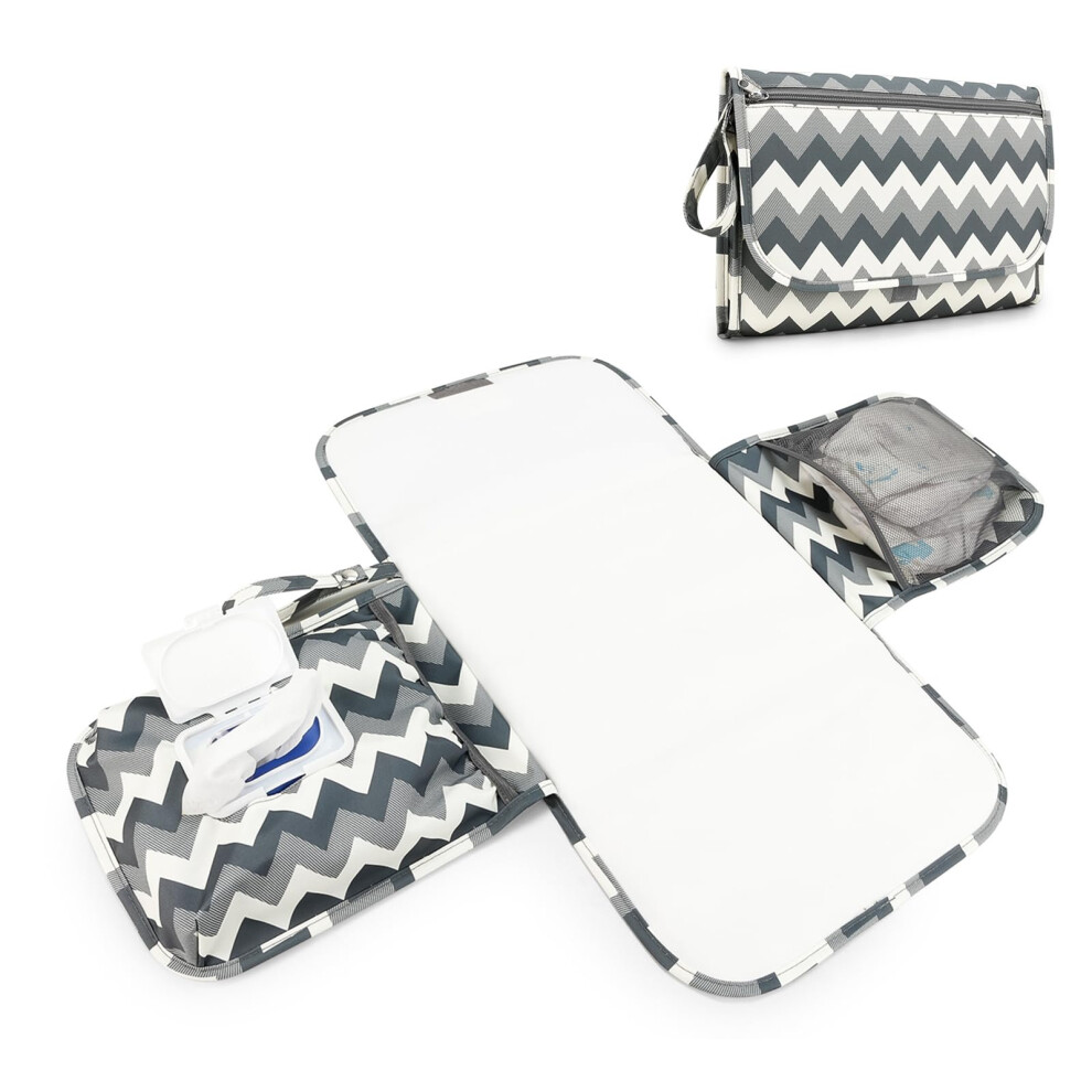 Portable Nappy Changing Mat,Foldable Travel Changing Mats With Storage Pockets For Toddlers Infants & Newborns Home Outside (Wave) Xiantian