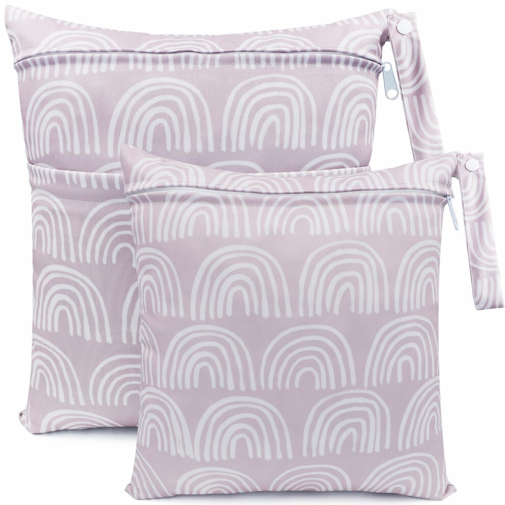 Wet Bag, 2 Pcs Wet Dry Bags For Cloth Diapers Nappy Daycare Organiser Storage Bags, Waterproof Washable Reusable Zipper Bag (Grey) Grey Fenfang