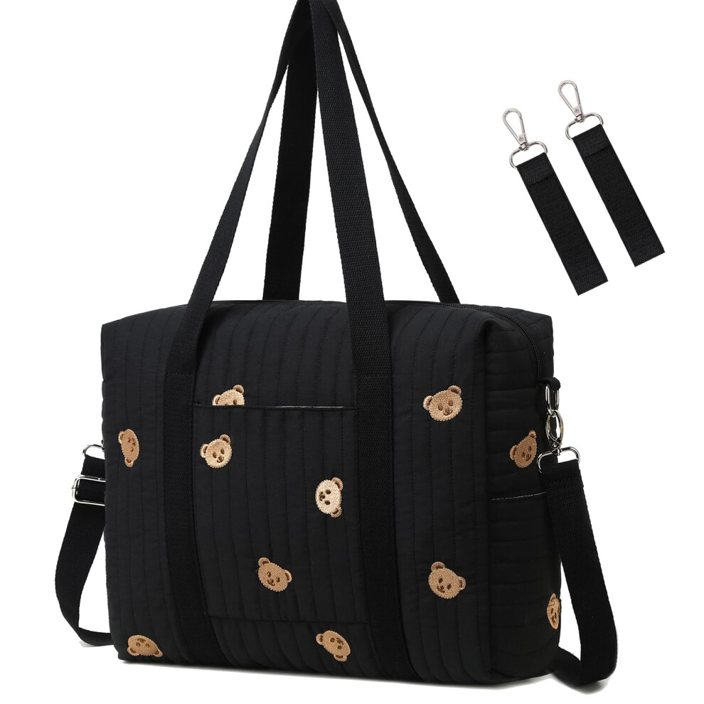 Medium Convertible Diaper Bag Tote With Insulated Pockets And Stroller Hooks Loradi