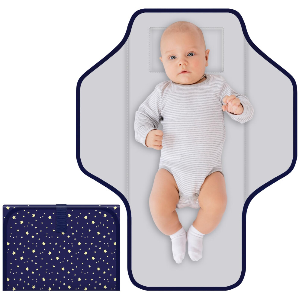 Portable Diaper Changing Pad For Baby & Toddler Waterproof Foldable Baby Changing Mat Built-In Pillow, Travel Infant Changing Pads For Moms Baby Zhonyee