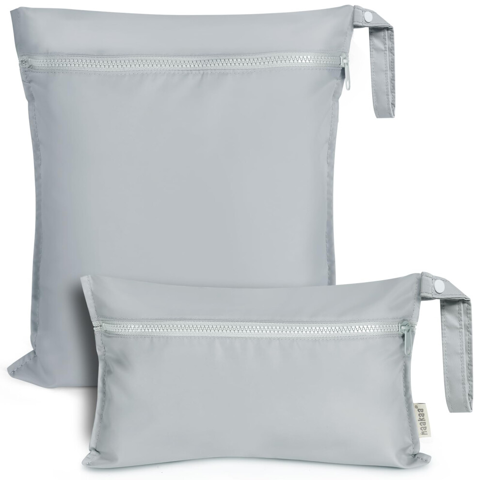 Waterproof Wet Bags For Baby Wet Dry Bags For Cloth Diaper, Swimsuit & Travel, 2Pcs, Grey Haakaa