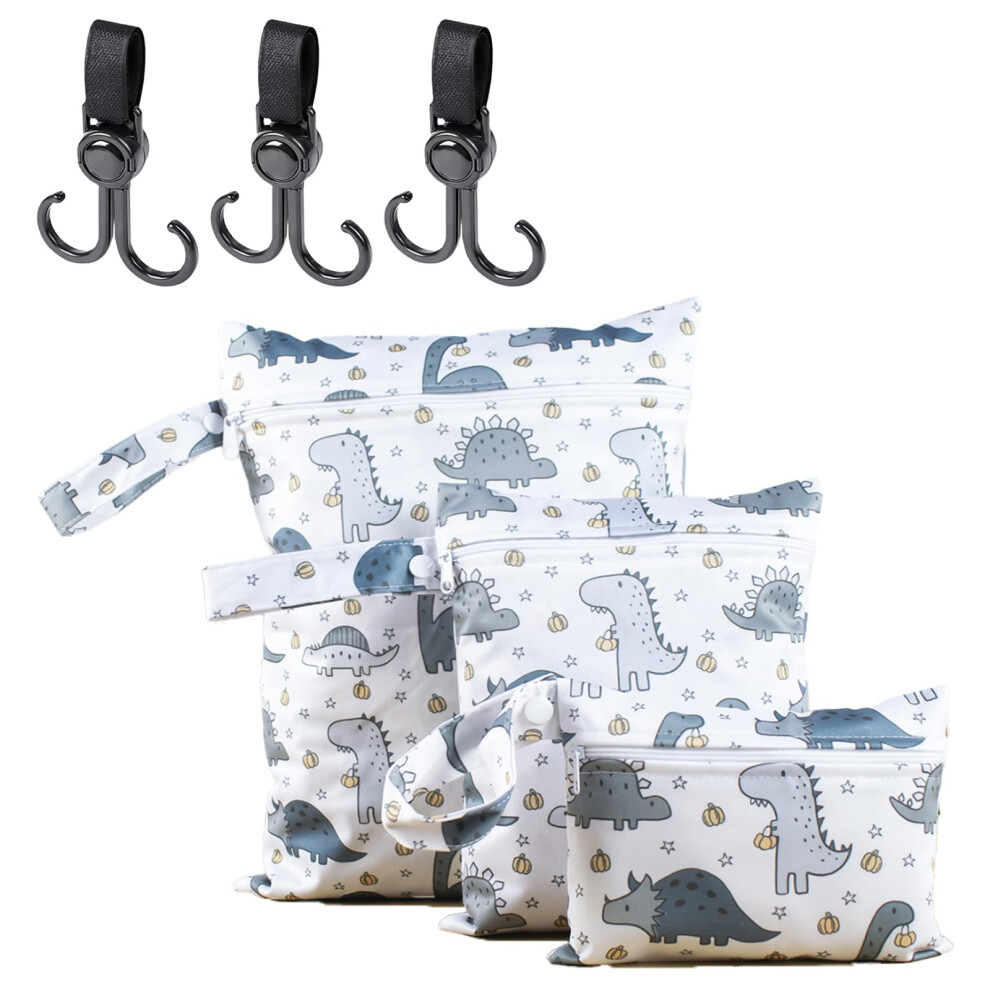 Vpb 3 Pcs Wet Bag,Waterproof Wet Dry Bags,Reusable Washable Cloth Diaper Bags Nappy Bags Organiser,Diaper Cloth Bags With Zipper For Baby Items Wet