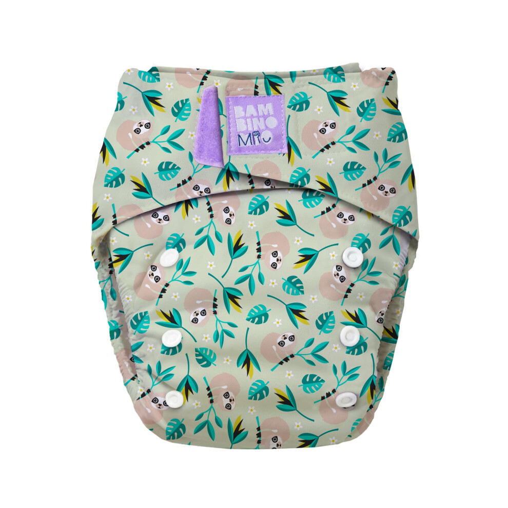 , Revolutionary Reusable Cloth Nappy Swinging Sloth - Sustainable, Oeko-Tex, Washable, Baby And Toddler Bambino Mio