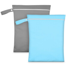 AOOSA 2PCS Wet Bags, Reusable Cloth Diaper Bags with Handle and Zipper, Lightweight Waterproof Travel Laundry Bag, Washable Wet Dry Bag for Baby Items