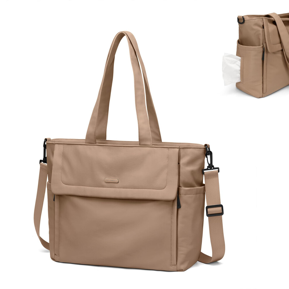 Golf Quality 22L Puffer Diaper Bag Tote,Casual Crossbody Hospital Bag For Mom,Large Capacity Baby Diaper Travel Bags,Brown