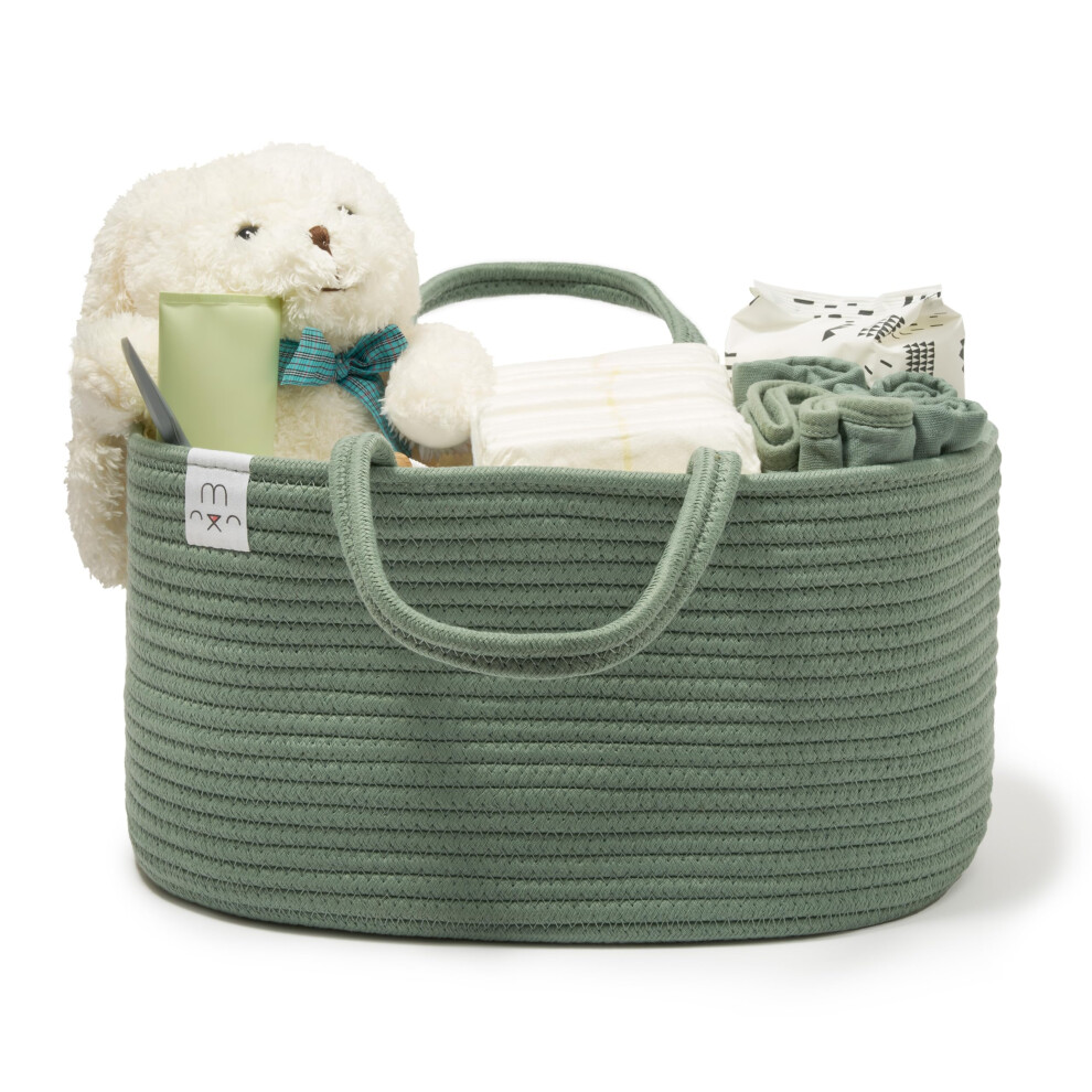 Natemia Rope Diaper Caddy Organizer?Large Portable Nursery Storage Bin And Car Travel Organizer?Tote Bag With Dividers For Diapers & Wipes