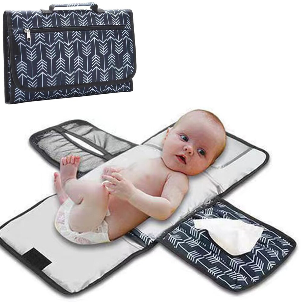 Portable Nappy Changing Mat Baby Changing Pad With Storage Pockets Baby Diaper Changing Station Baby Travel Changing Pad With Built-In Pillow Dzozo