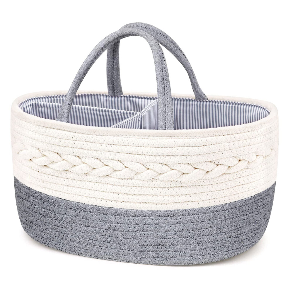 Baby Nappy Caddy Organiser, Multifunctional Cotton Rope Baby Diaper Caddy Nursery Portable Storage Wipes Bag With Adjustable Paste Dividers Yueshop