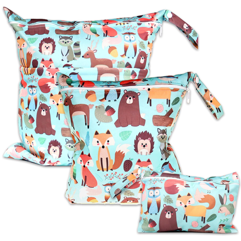 3 Packs Wet Bags, Nappy Bags, Wet And Dry Diaper Bagsnappy Bags,Zip, Waterproof, Washable, Wetbag Organiser For Toddler Nappies, Travel, Gym, Abirdon