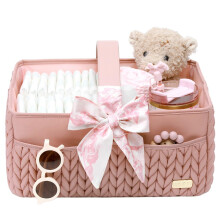 LUKJOJO Nappy Organiser Storage Caddy, Portable Nursery Storage Basket For Newborn Essentials, Baby Shower Gifts Basket For Changing Table (Dusty