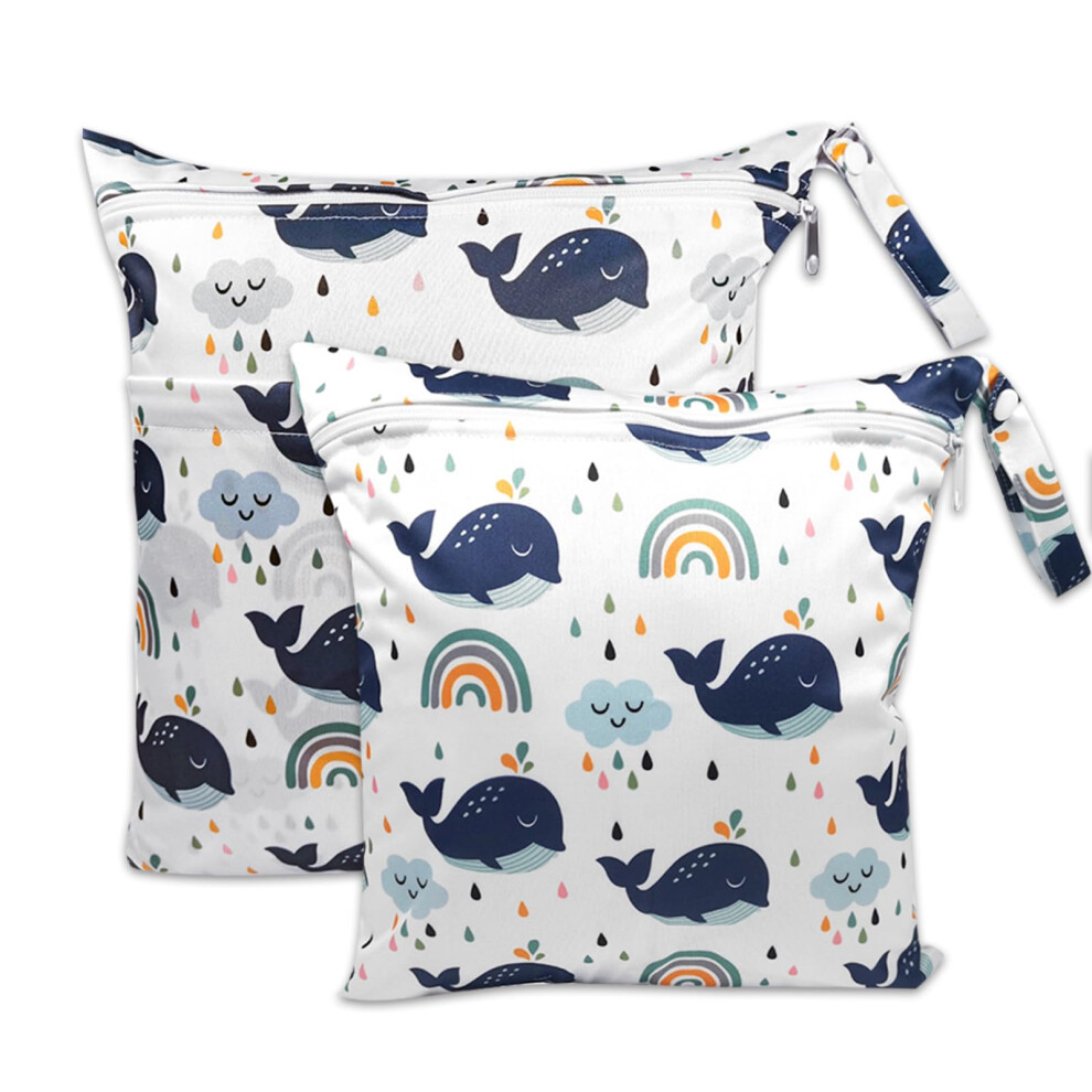2 Packs Wet Bags, Nappy Bags, Wet And Dry Diaper Bagsnappy Bags,Zip, Waterproof, Washable, Wetbag Organiser For Toddler Nappies, Travel, Gym, Abirdon