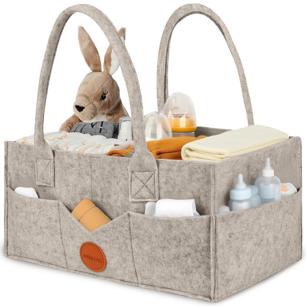 Baby Essentials For Newborn Nappy Caddy Organiser, Baby Shower Gifts With Long Handles Detachable Compartments, Essentials Nappy Bin Nursery Diaper Nbbeng