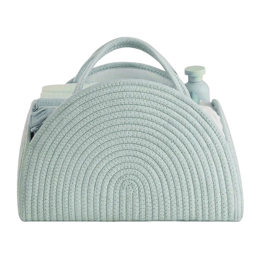 Lelewangluo Nappy Caddy, Cotton Woven Rope Diaper Caddy,Portable Baby Nappy Organiser Storage Basket, Sturdy Changing Cadd-Y With Handles, Baby