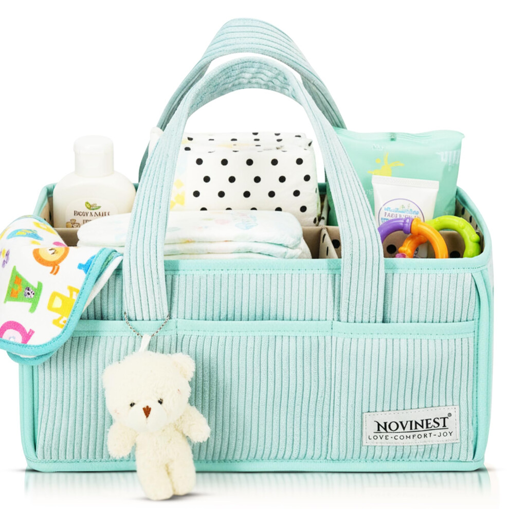 Upgraded Premium Nappy Caddy Organizer, Newborn Essentials Car Diaper Caddy, Portable Nursery Storage Basket With Detachable Compartments, Novinest