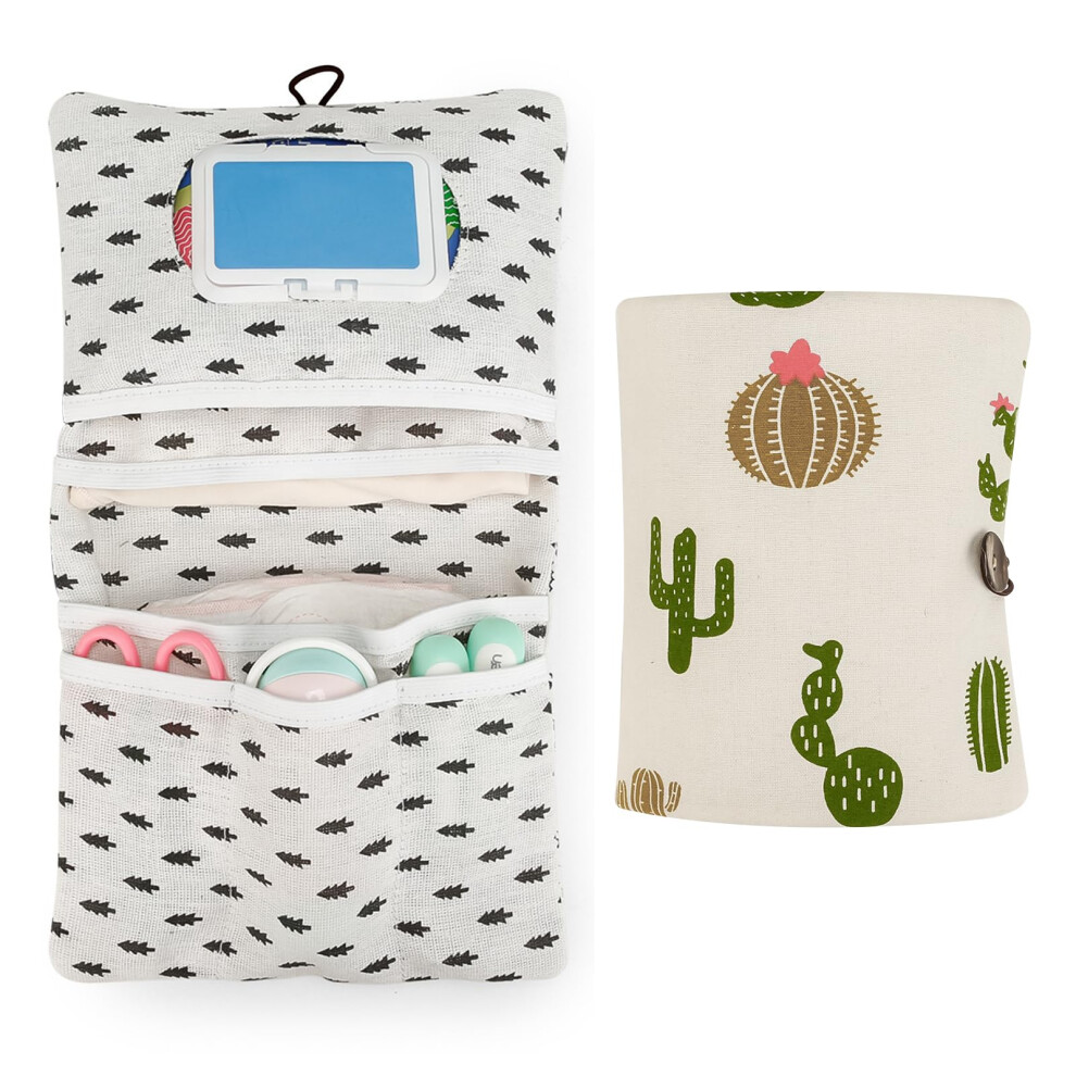 Nappy Bag Organiser, Portable And Reusable Nappy Pouch For Mom Diaper Bag Organiser For Diapers Wet Wipes (Cactus) Swirlcolor
